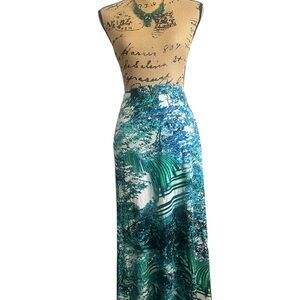 Karen Kane Elegant Blue and Green Skirt in Large
